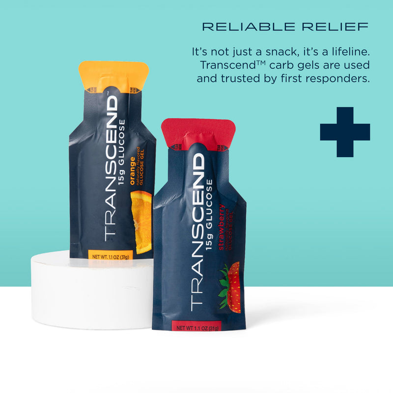 [Australia] - Transcend Foods Strawberry + Orange Gels (1.1 oz, Pack of 10) Fast-acting Carb Gel Strawberry and Orange Flavor – Caffeine Free, Gluten Free 