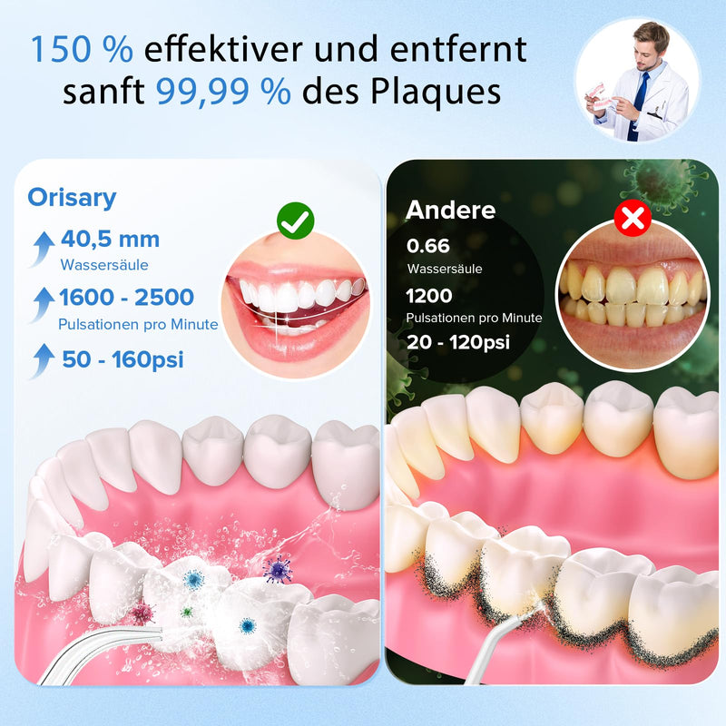 [Australia] - Orisary Oral Irrigator Wireless Electric Tooth Cleaner, 5 Modes & 5 Nozzles, 300ML Water Tank Rechargeable Dental Irrigator Double Water Teeth Flosser IPX7 Waterproof for Cleaning When Traveling Black 