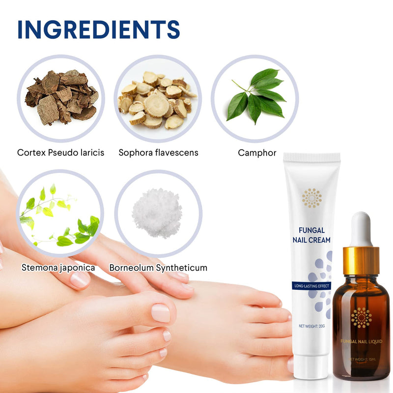 Natural Vine Nail Repair Care Kit: Nail Renewal Liquid 15mL and Nail Repair Cream 20g for Toenails and Fingernails, Extra Strength Nail Appearance Support with Botanical Extracts Liquid 15mL+Cream 20g
