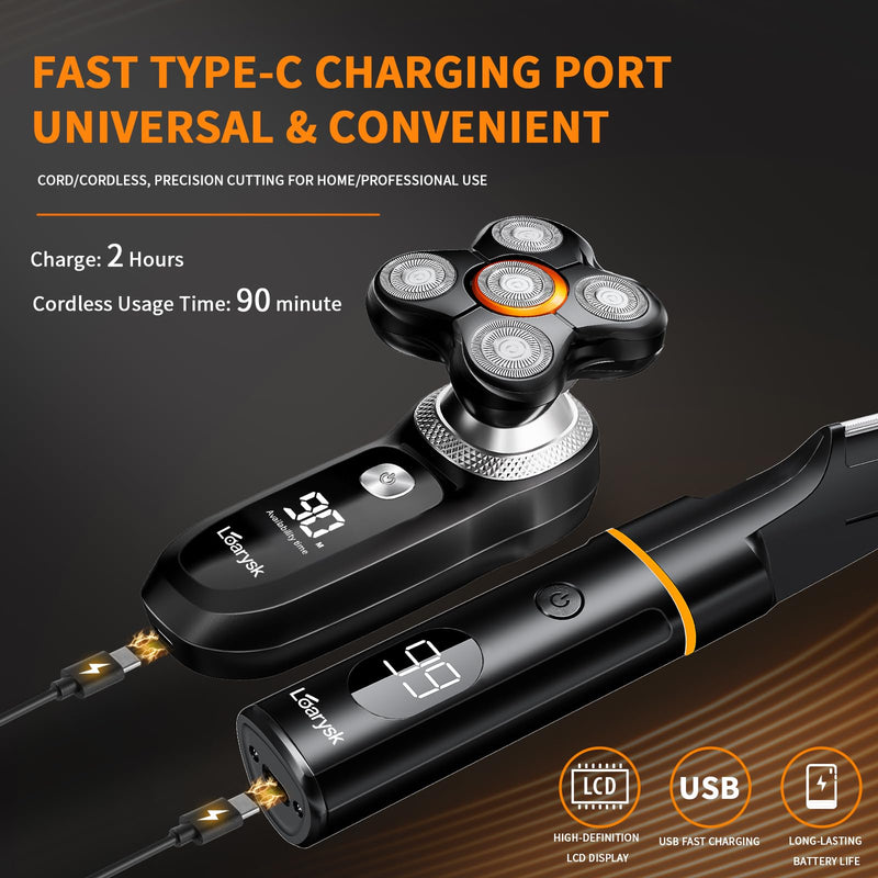[Australia] - Head Shavers Bald Men& Manscape Body Hair Trimmer Kit,Waterproof Head Shaver for Bald Men with Body Hair Trimmer for Groin/Pubic/Balls, USB-C Rechargeable with LED Display 