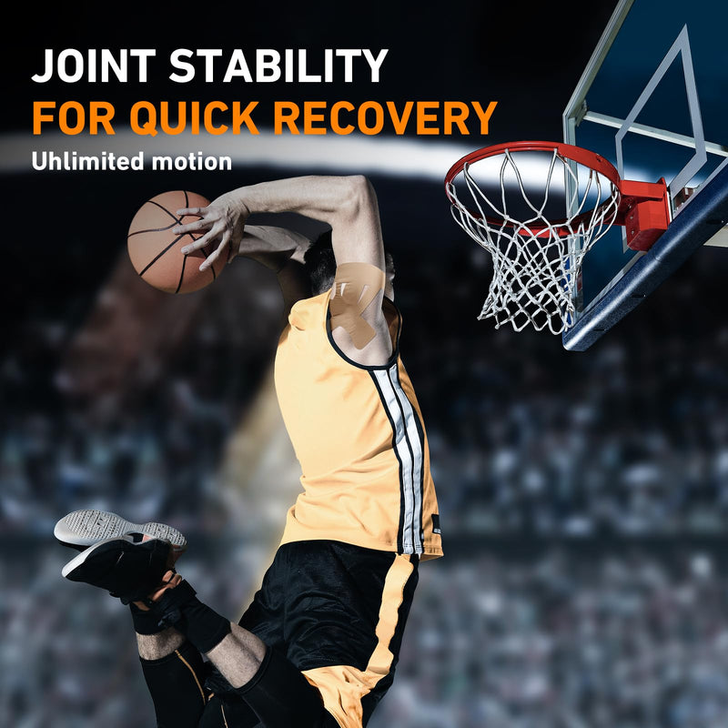 Precut Kinesiology Tape for Shoulder, KTQUICK 24 Pcs Sports Shoulder Tape, Original Cotton Waterproof & Breathable, Enhance Elastic Kinesiology Athletic Tape for Shoulder and Muscle Support - Skin 24PCS