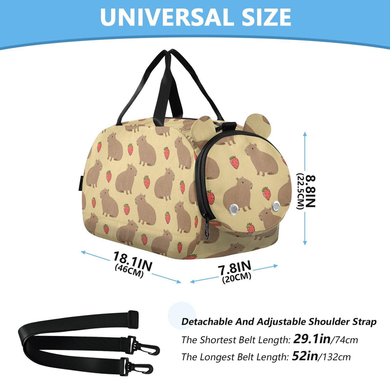Dance Bag for Girls Capybara Strawberry Pattern Duffle Bags for Kids Boys Sport Ballet Gym Overnight Cheer Tote for School Gymnastics Multi-Strawberry Capybara