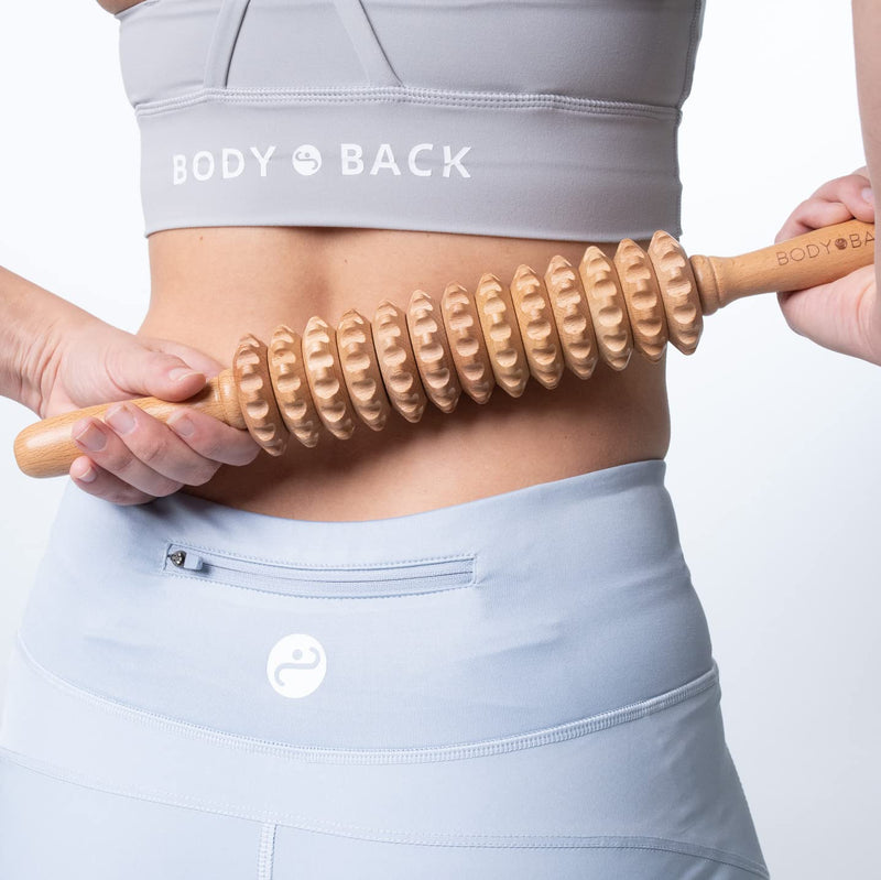 [Australia] - Body Back Wood Therapy Roller for Maderoterapia, Lymphatic Drainage, Cellulite Massage, and Massage Rolling, Natural Muscle Massage Stick Tool for Massage and Relaxation Straight 