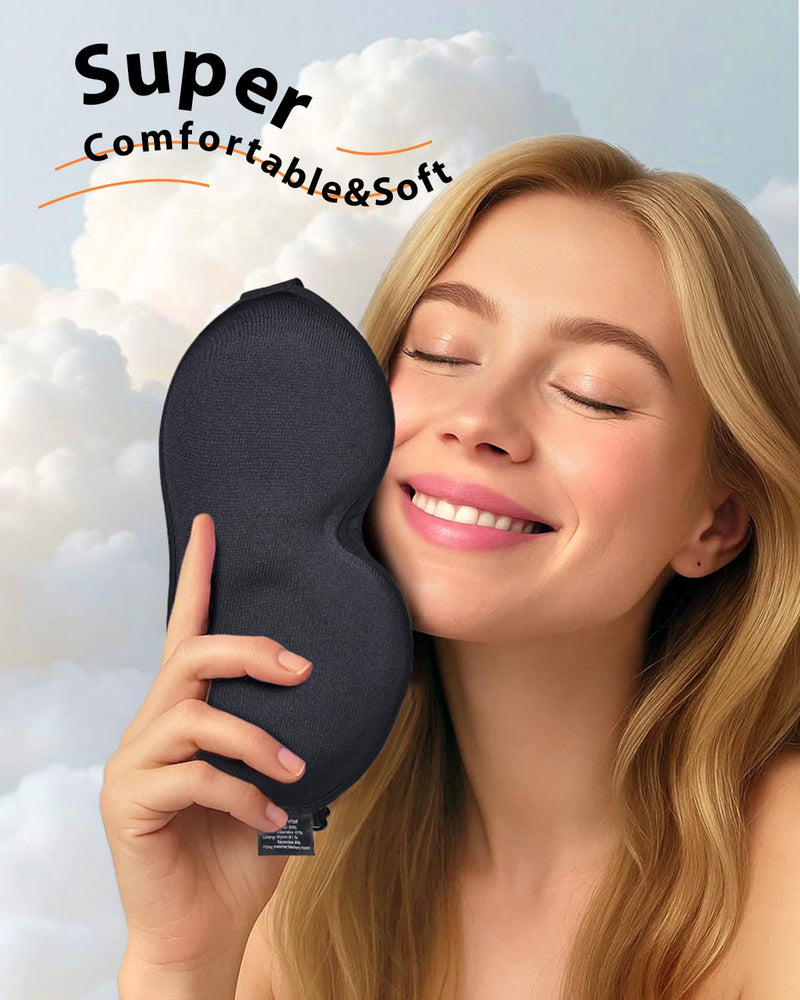[Australia] - MABAO Weighted Eye Mask for Sleeping, Blackout 3D Contoured Sleep Mask with Adjustable Strap for Women Men, Memory Foam, Gentle Pressure Relief Comfort Eye Cover Blindfold for Insomnia & Travel -Black Black 