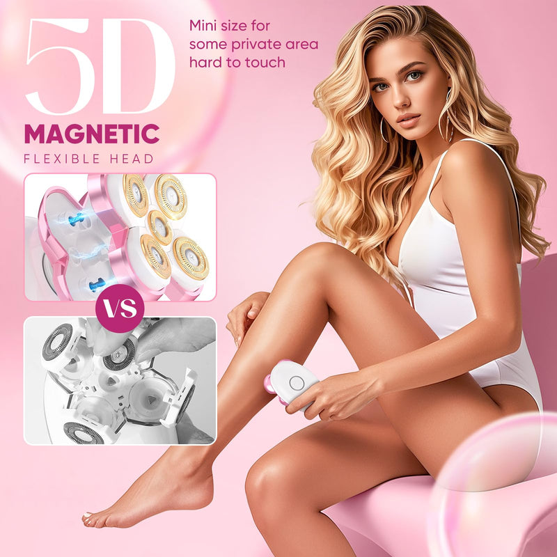 [Australia] - Electric Razors for Women - Upgraded Magnetic Electric Shaver for Women, Cordless Painless Hair Remover for Legs Bikini Face, Lady Trimmer for Sensitive Skin, Detachable and Waterproof, Pink 