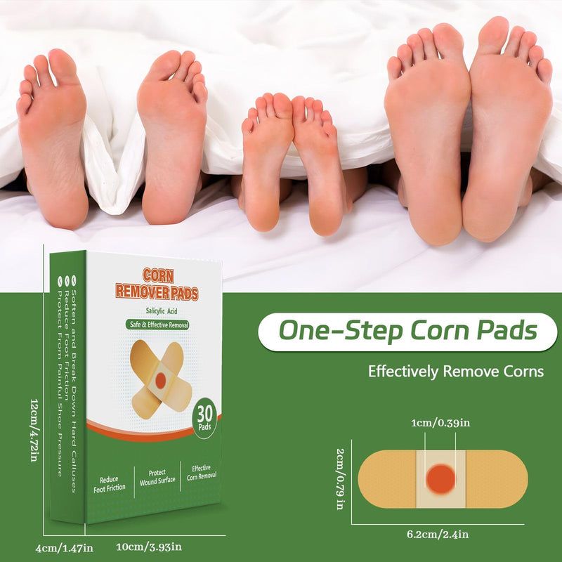 [Australia] - Corn Removers Pads for Feet and Toes, 40% Salicylic Acid Maximum Strength Treatment - Fast Acting Medicated Bandages, Long Lasting Adhesion - 30 Count 30 Count (Pack of 1) 