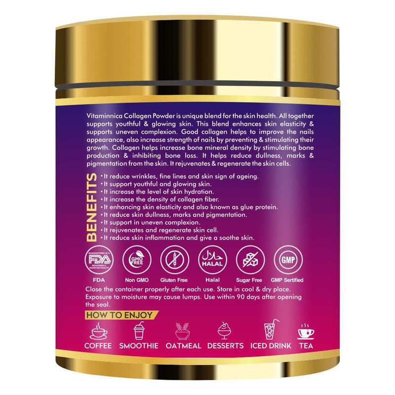 Vitaminnica Vita Beauty Collagen Powder | Type I & III Collagen with Hyaluronic Acid, Biotin, Zinc, & Vitamin C | Supports Skin, Hair, Nails & Joints | 30 Servings (Berries) Mix Berry