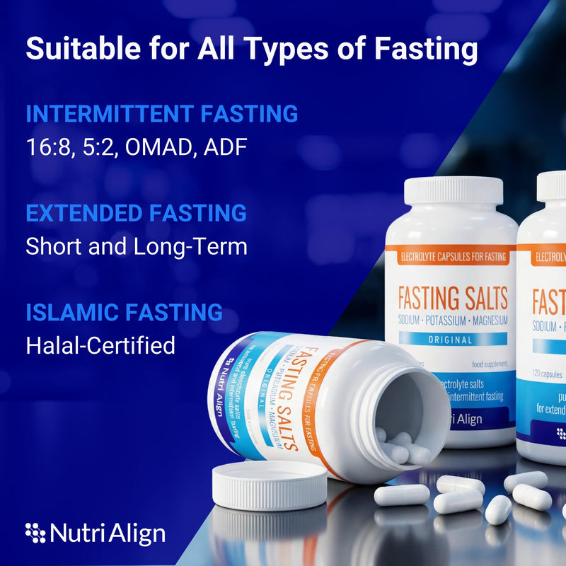 Nutri-Align Fasting Salts Electrolytes, 120 Capsules | Sodium Potassium Magnesium | Pure Fasting Electrolytes | Sugar Free & Filler Free | Made in The UK (Original) Original