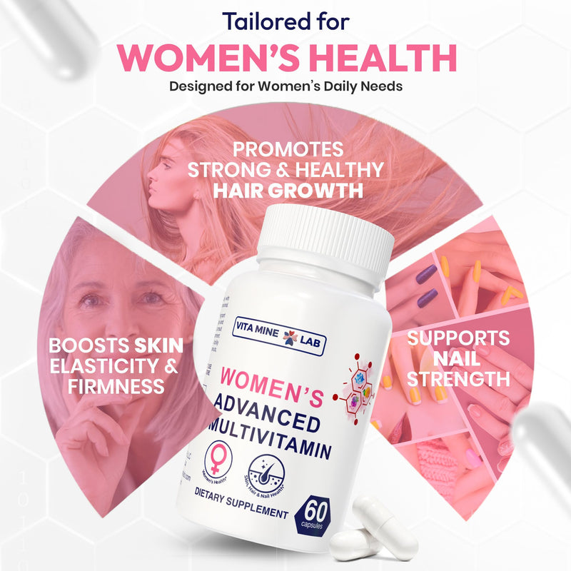 Women's Advanced Multivitamin, Supports Energy, Immune Health & Overall Well-Being, Gluten-Free, Halal, Made in USA - 60 Capsules