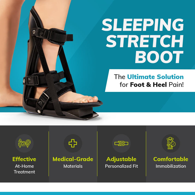 [Australia] - BraceAbility Sleeping Stretch Boot - Plantar Fasciitis Night Foot Splint Adjustable Achilles Tendonitis Brace for Fascia, Tendon and Calf Stretching, Heel and Bone Spur, Arch Pain Treatment (Medium) Medium 