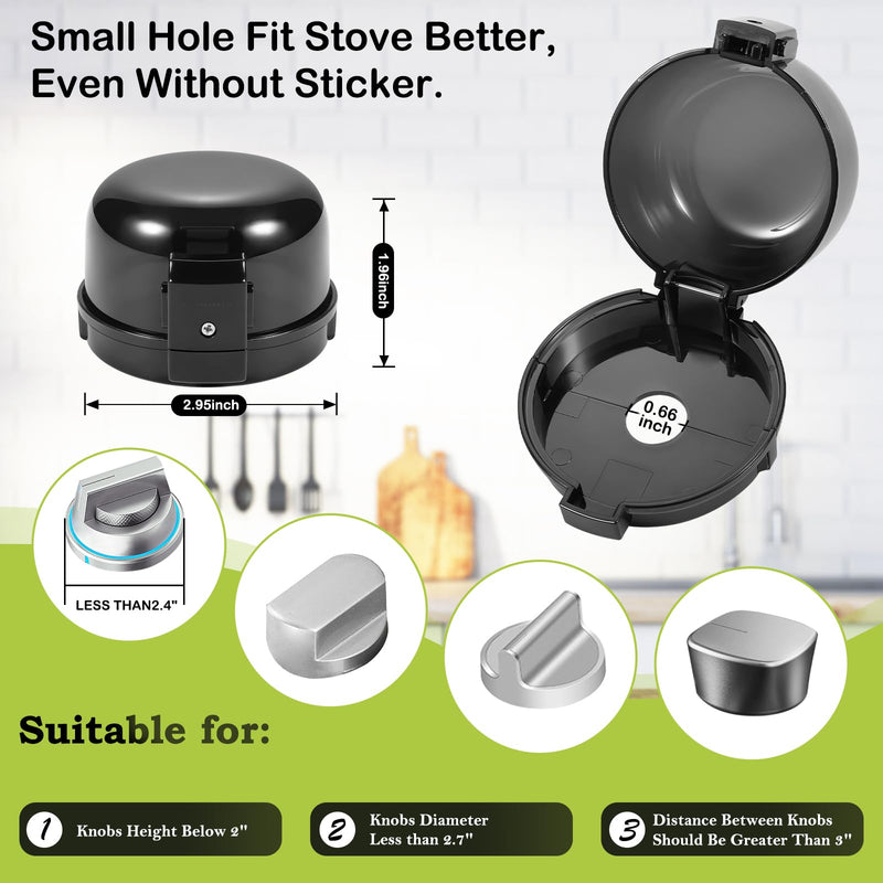 [Australia] - Stove Knob Safety Covers, for Knob Diameter Less Than 2.4", Unlock with Adult Two-Finger, Dual-Key Press Gas Stove Knob Locks, Upgraded Oven Lock Knob Covers for Child Safety, Black Color, Pack of 5 