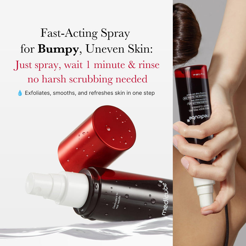 [Australia] - medicube Red Body Peeling Shot, AHA + BHA Exfoliating Body Spray for Summer-Ready Smooth Skin, Treats Strawberry Skin, Bumps & Breakouts, 3.88 oz 