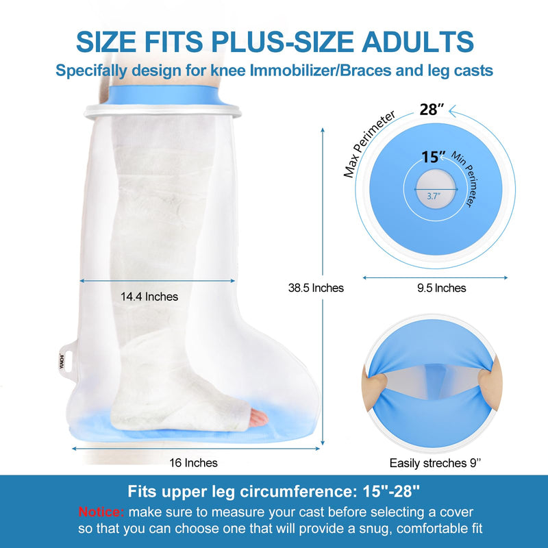 [Australia] - YUNCHI Upgraded Extra Wide Full Leg Cast Cover for Shower after Knee Surgeries with Non-Slip Bottom for Leg Wounds, Bandage, Large Cast, Knee Immobilizer/Brace, Walking Boots, Reusable NEW-Extra Wide-Full Leg 