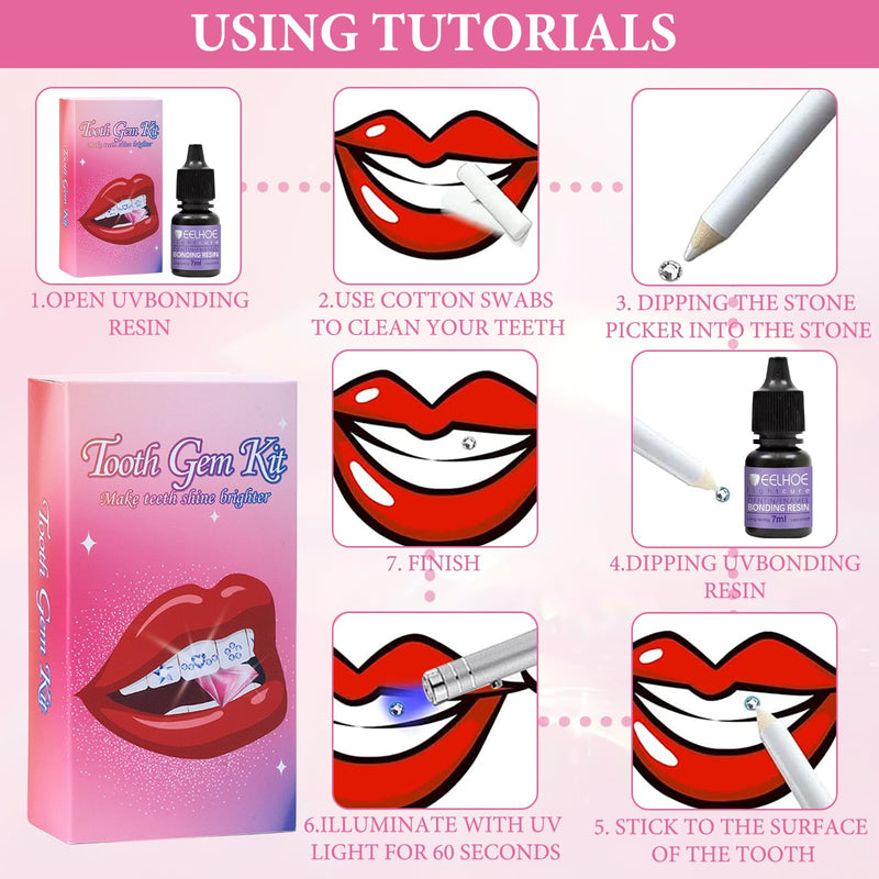 [Australia] - Tooth jewelry, tartar jewelry, tooth gem kit, tooth jewelry set, tooth stone set, DIY butterfly tooth gems with 1485 pieces tooth gem with glue, crystal jewelry starter kit 