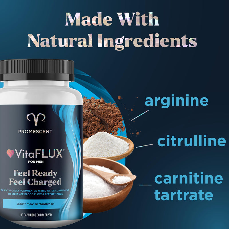 [Australia] - VitaFLUX Nitric Oxide Supplement, L Arginine l Citrulline Supplement, Quality Nitric Oxide Supplements for Men, Supports Healthy Blood Flow, Nitric Oxide Booster Arginine Supplement, 180 Capsules Unflavored 
