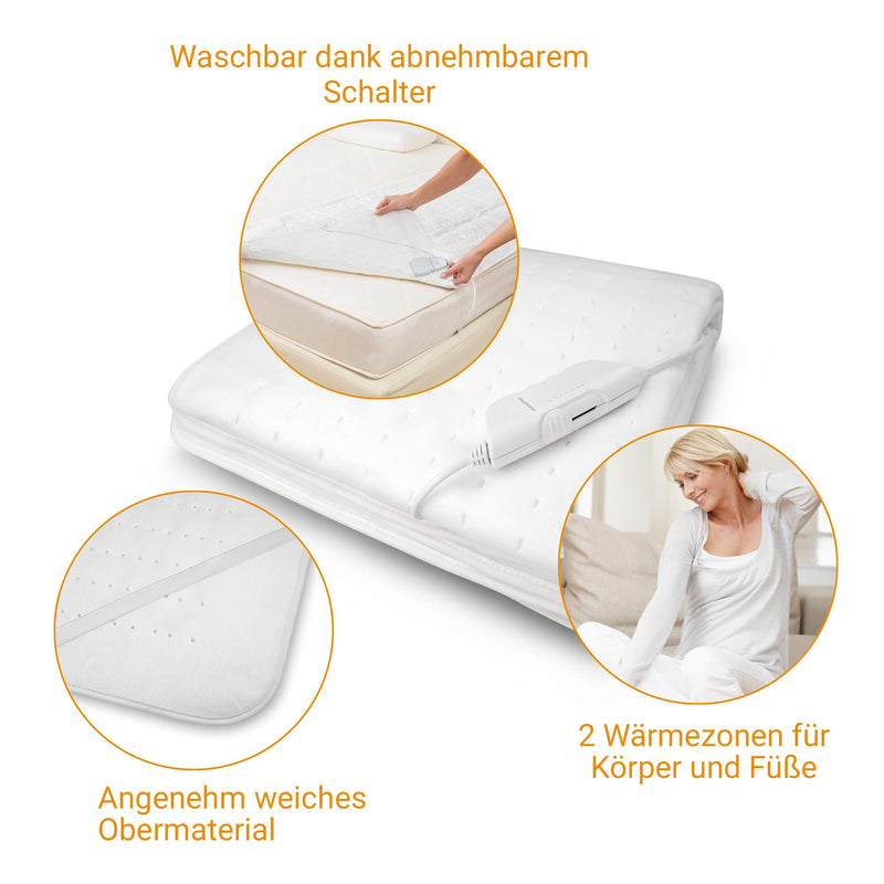 [Australia] - medisana HU 662 heated underblanket, 150 x 80 cm, automatic switch-off, overheating protection, 6 temperature levels, washable, mattress heater suitable for all standard mattresses, 6 temperature levels 
