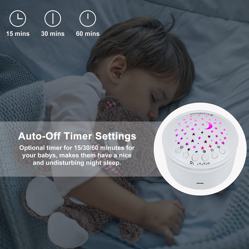 [Australia] - Baby Sleep Soother, White Noise Rechargeable Baby Projector Night Light, Portable Sound Machine with 18 Soothing Sounds, Plush Toy Gifts Bear for Infants with Cry Sensor 