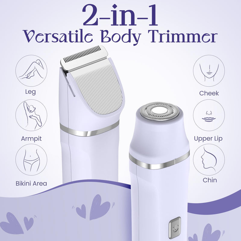 [Australia] - Electric Razors for Women - Wet/Dry Womens Electric Shaver for Bikini/Pubic Hair/Face/Legs/Intimate Area, epilators Hair Removal with Dock Charging, Christmas Gifts & Stocking Stuffers (Purple) 2-in-1 Purple 