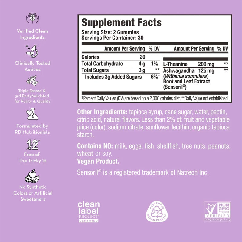 [Australia] - HUM Ashwagandha Calm- L-Theanine & Ashwagandha for Daily Relaxation & Mood Support - Mixed Berry Flavor (100 Vegan Gummies)… 100 Gummies 