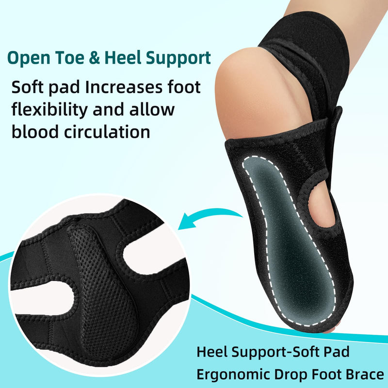 AFO Foot Drop Brace for Walking, Plantar Fasciitis Night Splint, Ankle Foot Orthosis, Drop Foot Brace w/Arch Support Relief Pain for TBI, ALS, MS Stroke, Fracture, Spinal Cord Injury Right Black-Right