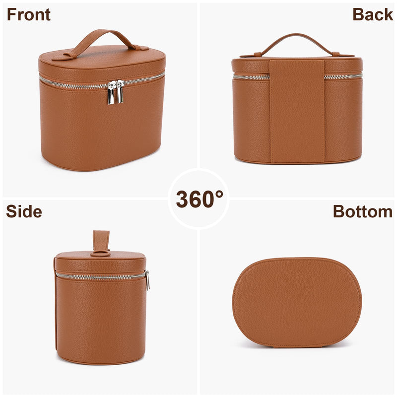 YFGBCX Makeup Bag Vanity Case with Removable Divider Travel Toiletry Bag Portable Cosmetic Bag Makeup Organizer Case Brown