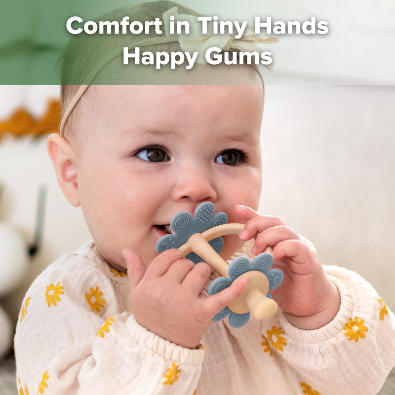 [Australia] - haakaa Silicone Baby Teether Toys,Nipple-Shaped End for Gum Massage,360¬∞ Baby Toothbrush Head for Self-Brushing Training,Easy to Grip - Sky Blue 