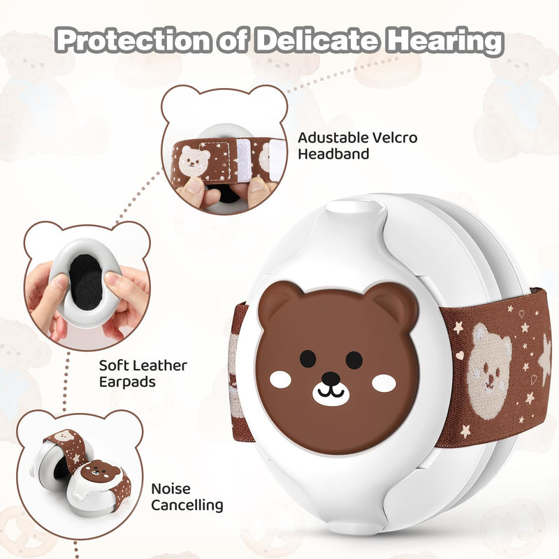 [Australia] - Baby Ear Muffs,25dB Infant Noise Cancelling Headphones for Babies 0-36 Months with Adjustable Headband Infant Ear Protection,Ideal Baby Travel Essentials for Outdoor,Sleep,Airplane & Music Festivals Brown 