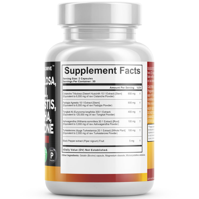 [Australia] - Clean Nutra Cistanche Tribulosa 6000mg Fadogia Agrestis 600mg Tongkat Ali 400mg Turkesterone Pills 2000mg Ashwagandha Extract 3000mg Capsules Supplement for Men - 60 Count 