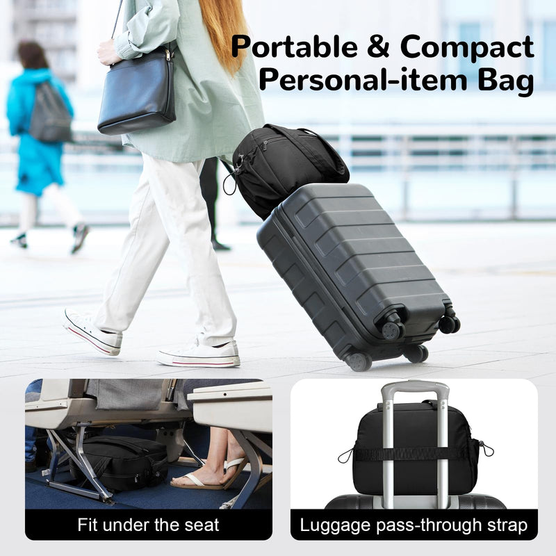 Small Gym Bag for Women, 20L Personal Item Travel Duffle Bag, Black | with Wet Pocket, Water Resistant, Lightweight, Puffer, Quiled, Airplane Friendly Carry on, for Overnight Weekender Sports