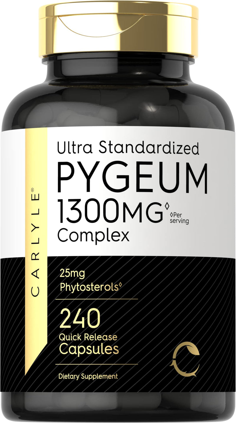 Carlyle Pygeum Standardized 1300mg | 240 Capsules | Non-GMO, Gluten Free | Africanum Bark Extract Supplement