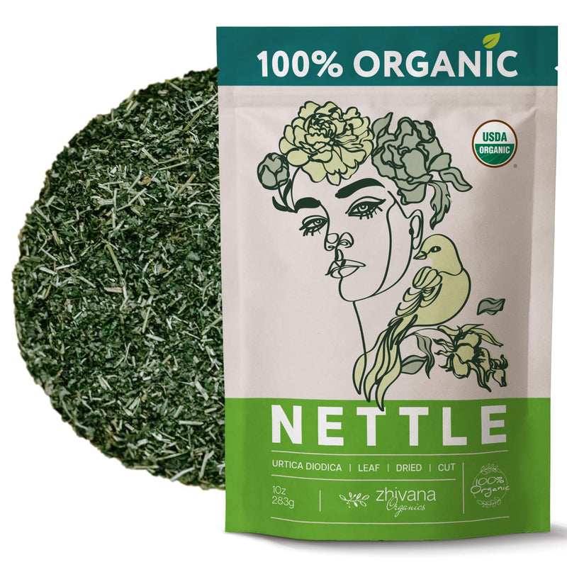 [Australia] - Premium Nettle Leaf Tea Organic - Stinging Nettle Tea Organic – Urtica Dioica Herb - Ortiga Verde Organica – European Dried Nettles Leaves - Cooking Recipe E-Book Included – Large 10 Ounce Bag 
