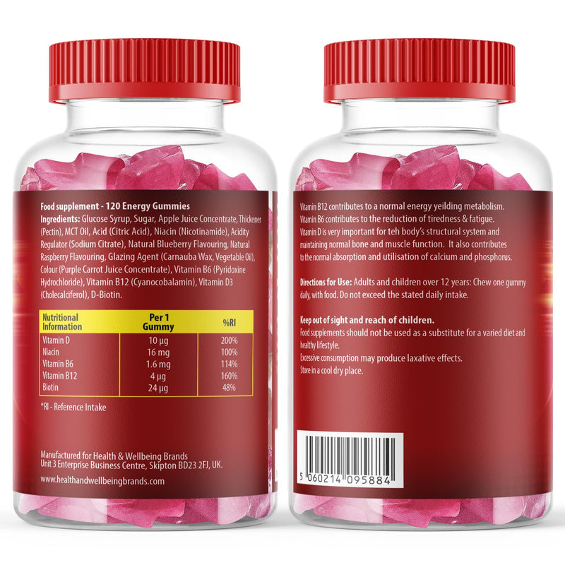Energy Gummies |120 Mixed Berry Flavour Gummies from Science Fitness Brand |4 Months Supply 120