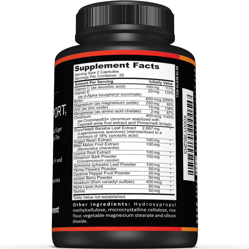 [Australia] - Premium Blood Sugar Support Supplement–Supports Healthy Blood Sugar Levels Already Within Normal Range – Includes Bitter Melon Extract, Vanadium, Chromium, Cinnamon, & Alpha Lipoic Acid-60 Capsules 