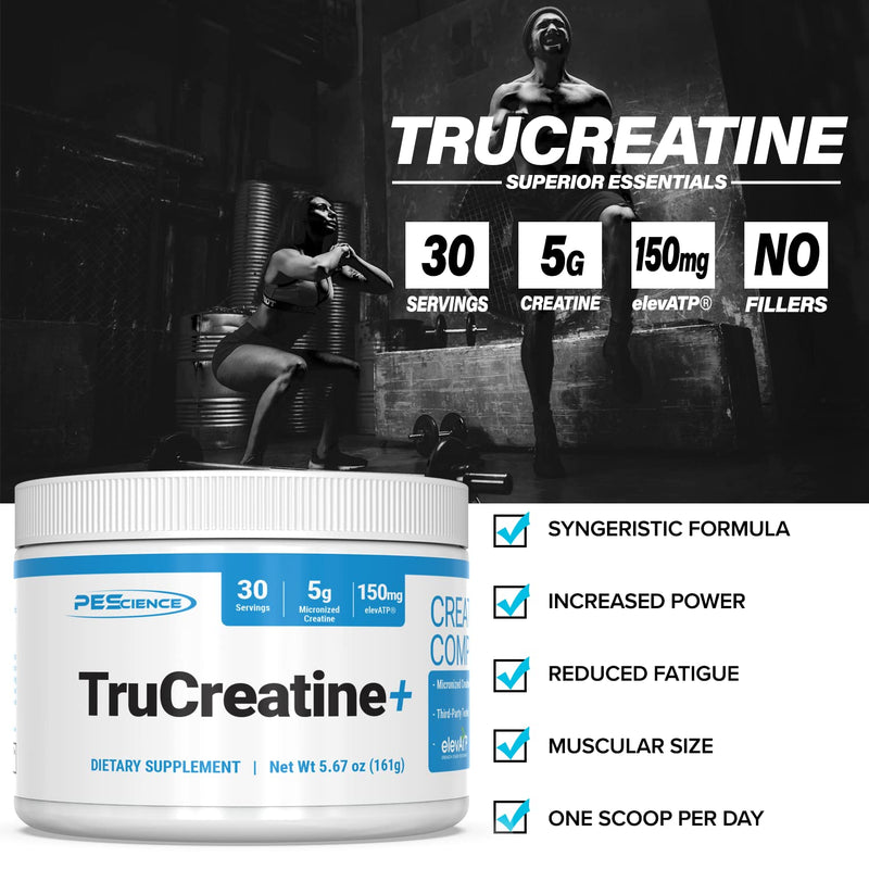 [Australia] - PEScience TruCreatine+, Pure Creatine Monohydrate and ElevATP Powder, 30 Servings 30 Servings (Pack of 1) 