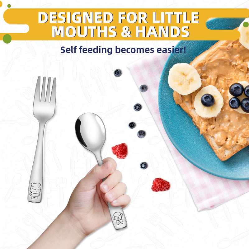 [Australia] - VITEVER 10-Piece Toddler Utensils, Kids Stainless Steel Silverware Set, Children Safe Forks and Spoons - Mirror Polished, Dishwasher Safe 