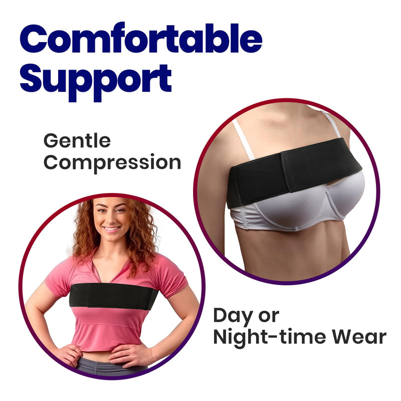 [Australia] - Post Op Breast Augmentation Bra Band | Breast Implant Chest Brace For Women | Compression Wrap Post Surgery Bra Belt | No Bounce Stabilizer Strap | Sports Bra Alternative Running (Fits Most) Black 