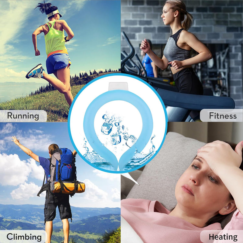 [Australia] - Neck Cooling Tube,Neck Cooling Wraps,Reusable Ice Neck Ring Wearable body Cooling Products for Summer Heat (Blue) Blue 
