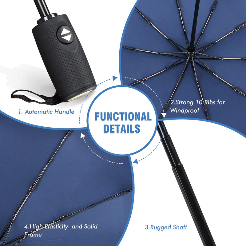 ZOMAKE Travel Umbrella Compact - 45/62 Inch Portable Collapsible Umbrellas for Rain Windproof - Paraguas Automatic Small Folding Umbrella Lightweight Packable Umbrella for Women Men(Navy Blue&Purple)