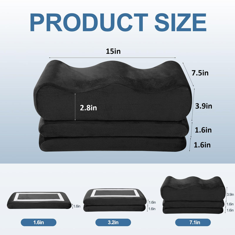[Australia] - HOMBYS Adjustable Height BBL Pillow After Surgery for Sleeping,High Density Foam BBL Recovery Pillow for Sitting After Surgery, Durable Butt Pillows for Car Seats, Office and Home Chairs (Black) Black 