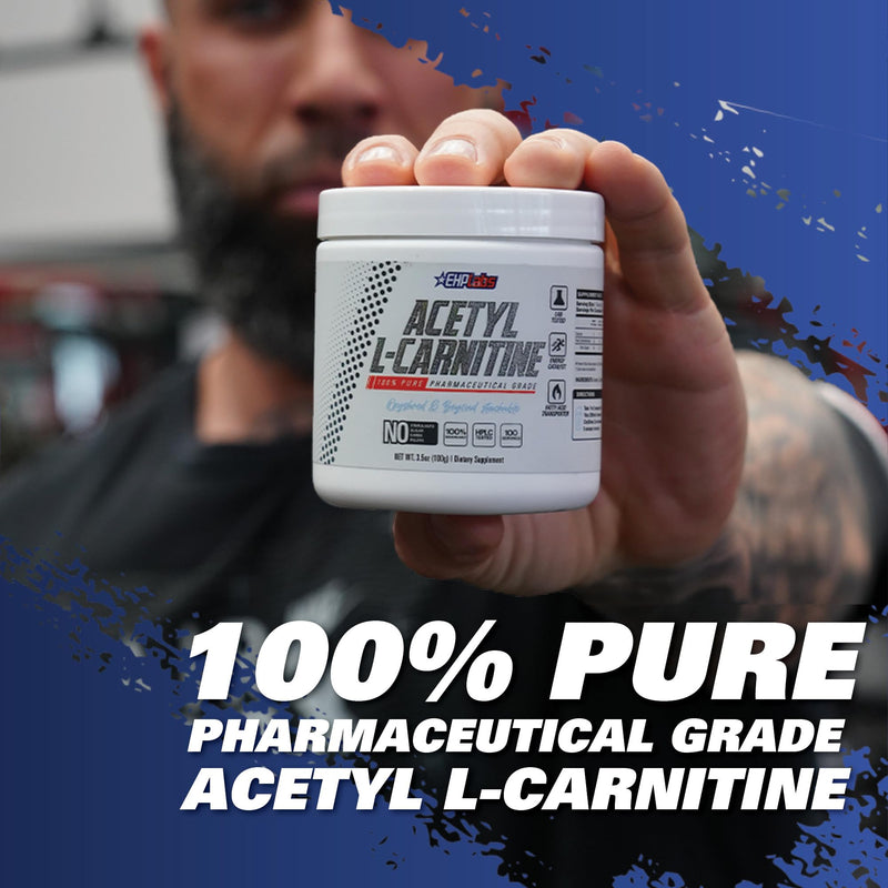 [Australia] - EHP Labs Acetyl L Carnitine Powder - Supports Natural Energy Production, Assists in Healthy Brain Function, Supports Heart Health, Vegan, Gluten Free, Non GMO - 100 Servings 