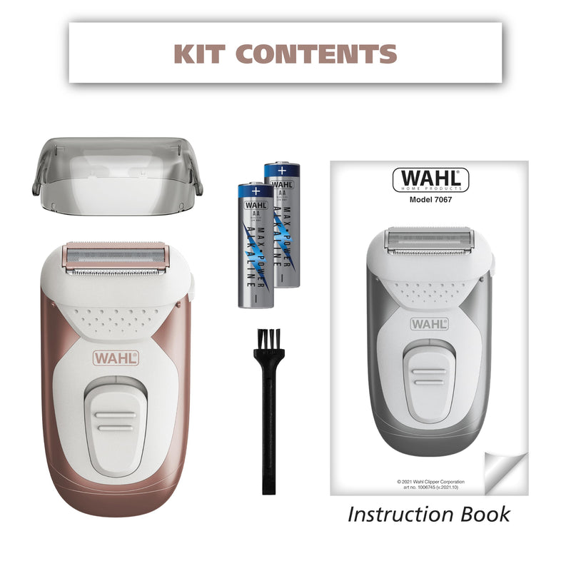 Wahl Smooth Confidence Ladies Waterproof Cordless Battery Shaver for Legs, Bikini Line, and Armpits - Model 7067 1 Count (Pack of 1)