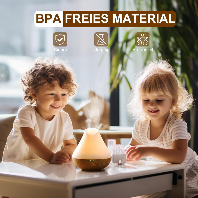 [Australia] - PureMist 100ml Aroma Diffuser for Fragrance Oils, Small Ultrasonic Humidifier Aromatherapy Oils Diffuser with 7 Color LED Light Wood Grain 
