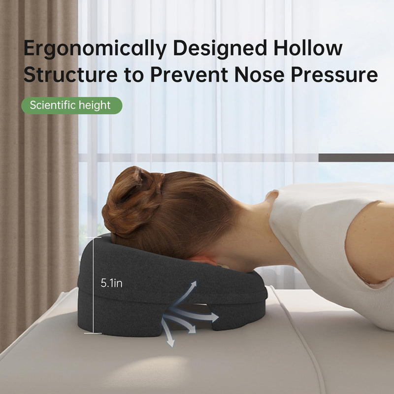 [Australia] - Face Down Pillow for Massage - Headrest Face Pillow for Bed, Stomach Sleeping, Prone Sleepers, Post-Eye Surgery Recovery, and Beach Tanning. Black 
