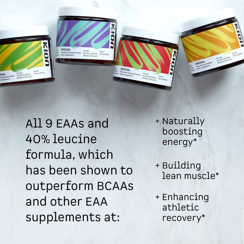 [Australia] - Kion Aminos - Essential Amino Acids Supplement, Essential Amino Acids Powder for Muscle Recovery, BCAA No Caffeine, Amino Acid Powder, Essential Amino Energy - 30 Servings, Mixed Berry 