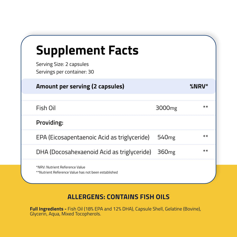 Omega 3 Fish Oil Capsules High Strength for Men – 2000mg DHA + EPA – Fertility Supplements for Men – Heart & Brain Support – Vitamins for Male Fertility – 60 Softgels Omega 60 count (Pack of 1)