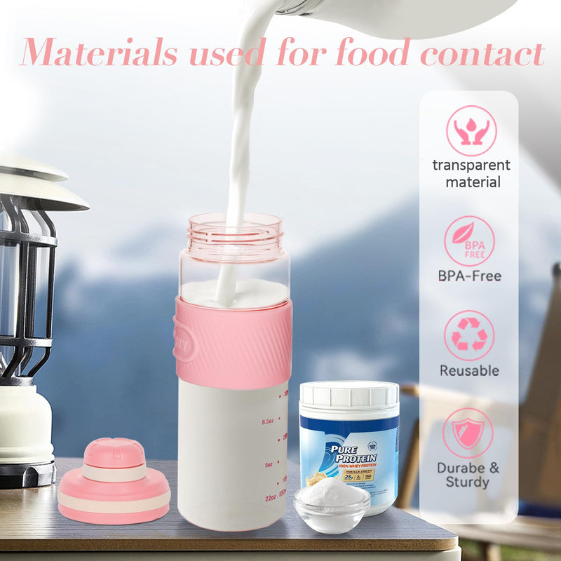 [Australia] - PZMLOASN protein shaker, shaker for protein and sports drinks - for super creamy fitness protein shaker, shaker protein shake 650 ml - durable, leak-proof, gym shaker BPA-free (pink, 650 ml) pink 650 ml 