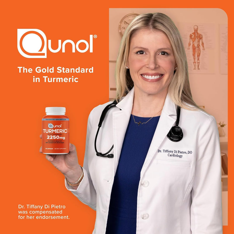 Qunol Turmeric 2250mg + Black Pepper for Enhanced Absorption, 90 Capsules | Extra Strength Curcumin Supplement with 95% Curcuminoids, Supports Joint Health and a Healthy Inflammation Response 90 Count (Pack of 1)