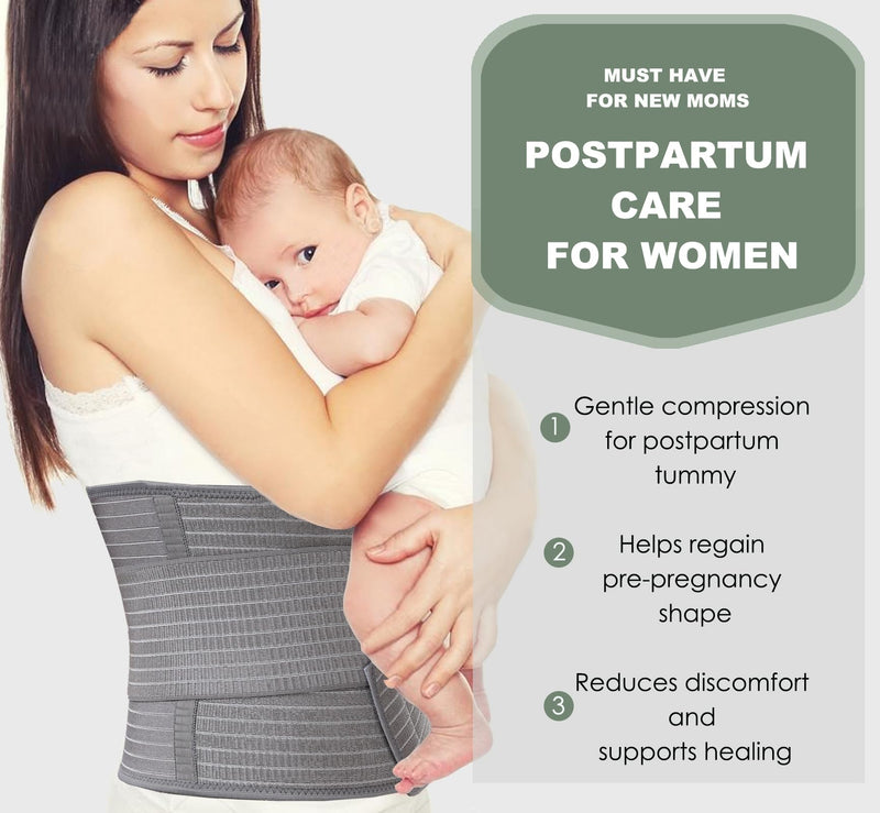 [Australia] - Abdominal Binder Post Surgery - Postpartum Belly Band Wrap | Post C Section Belly Binder Recovery Belt | Stomach Compression Hernia Belt For Men or Women After Pregnancy, Hysterectomy (Small/Medium) Small/Medium 