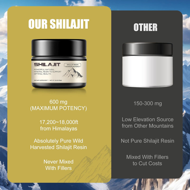 Shilajit, Berrlly Shilajit Resin 600mg Maximum Potency Mix Other Trace Elements, 30 Grams a Box for Suggust 2 Months
