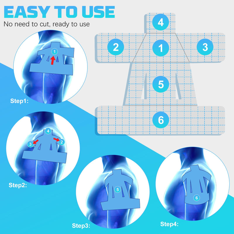 15 Pcs Kinesiology Tape for Shoulder, Precut Elastic Breathable Athletic Sports Kinesiology Tape for Rotator Shoulder Stability and Muscle Support (Blue)